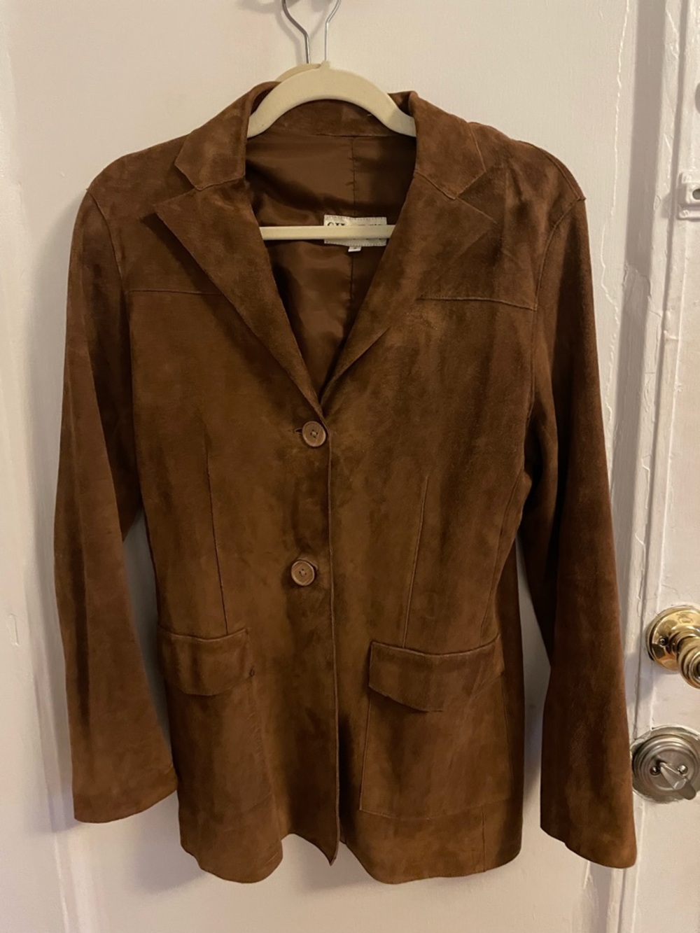 Brown Suede Single-Breasted Women’s Blazer Jacket